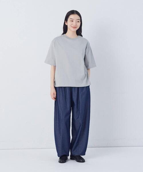 conges payes ADIEU TRISTESSE(コンジェ ペイエ アデュートリステス)の「ドロップショルダーベーシックTシャツ(Tシャツ/カットソー・レディース・ベージュ/ライトグレー/チャコールグレー・FREE)」の4枚目の写真