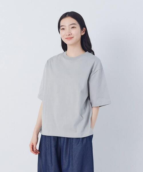 conges payes ADIEU TRISTESSE(コンジェ ペイエ アデュートリステス)の「ドロップショルダーベーシックTシャツ(Tシャツ/カットソー・レディース・ベージュ/ライトグレー/チャコールグレー・FREE)」の13枚目の写真