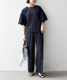 SHIPS any（シップス エニィ）の「SHIPS any:〈洗濯機可能〉リネン ライク ブラウス × イージー パンツ セットアップ（セットアップ）」