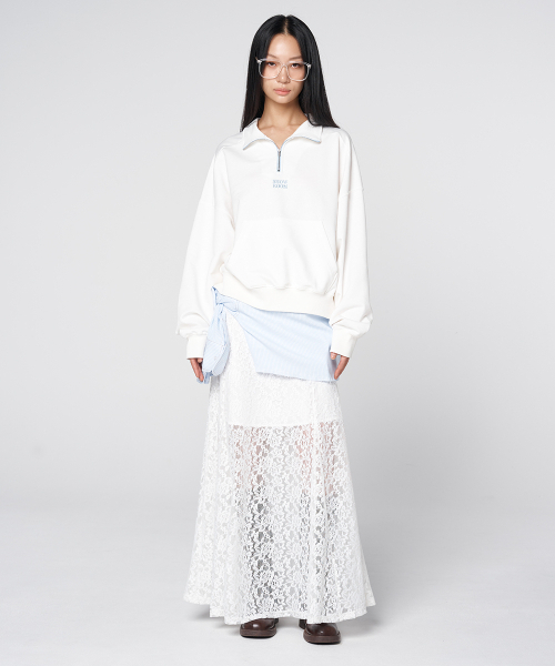 320SHOWROOM(320ショールーム)の「Contrast Zip Half-Neck Oversized Sweatshirt Ivory(スウェット・レディース・アイボリー・FREE)」の2枚目の写真