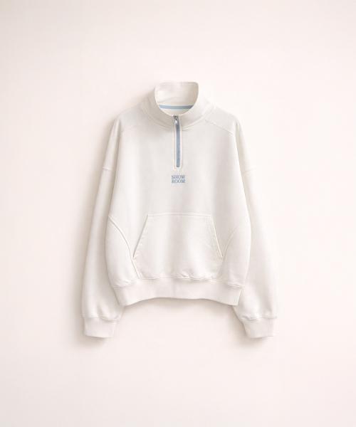 320SHOWROOM(320ショールーム)の「Contrast Zip Half-Neck Oversized Sweatshirt Ivory(スウェット・レディース・アイボリー・FREE)」の3枚目の写真