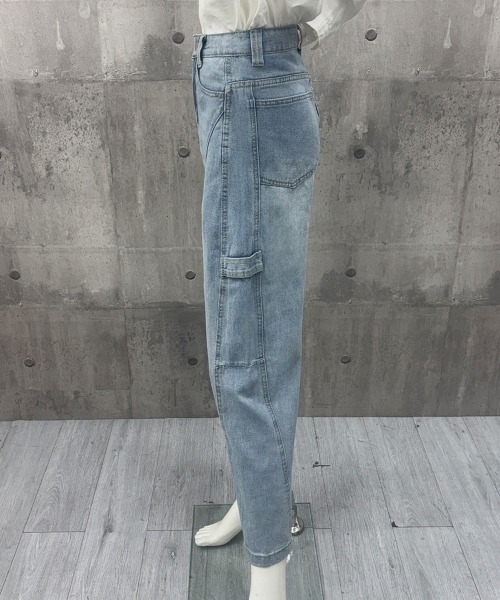 Miniministore(ミニミニストア)の「ワイドデニムパンツ韓国風ステッチジーンズ(デニムパンツ・レディース・サックスブルー・M/S/L)」の8枚目の写真