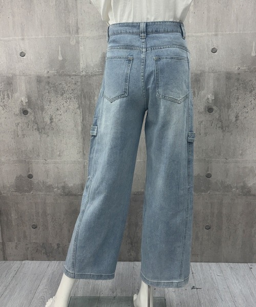Miniministore(ミニミニストア)の「ワイドデニムパンツ韓国風ステッチジーンズ(デニムパンツ・レディース・サックスブルー・M/S/L)」の9枚目の写真
