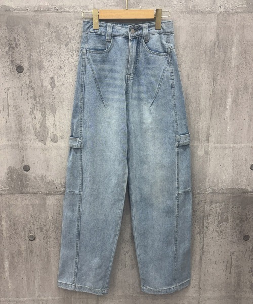 Miniministore(ミニミニストア)の「ワイドデニムパンツ韓国風ステッチジーンズ(デニムパンツ・レディース・サックスブルー・M/S/L)」の10枚目の写真