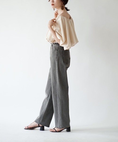 e-zakkamania stores（イーザッカマニアストアーズ）の「こっそりウエストゴム ストレッチデニムパンツ［ストレート］（デニムパンツ・レディース・ブルー/グレー/ライトブルー/ブラック/ネイビー/ホワイト/ケミカルウォッシュ・M/L）」の14枚目の写真