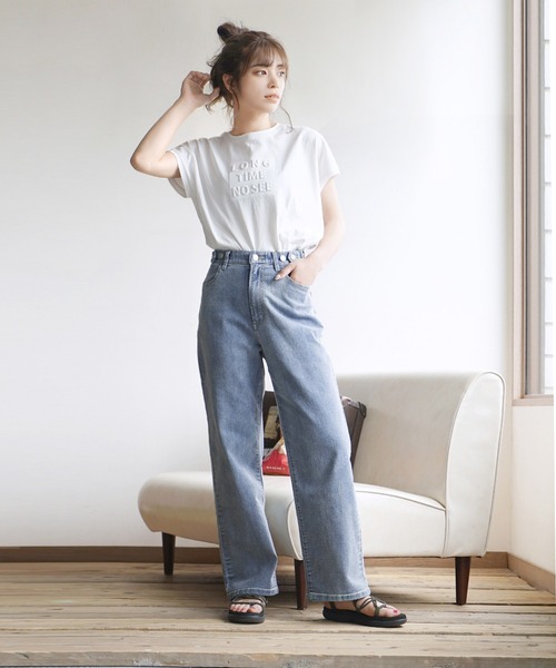 e-zakkamania stores（イーザッカマニアストアーズ）の「こっそりウエストゴム ストレッチデニムパンツ［ストレート］（デニムパンツ・レディース・ブルー/グレー/ライトブルー/ブラック/ネイビー/ホワイト/ケミカルウォッシュ・M/L）」の16枚目の写真
