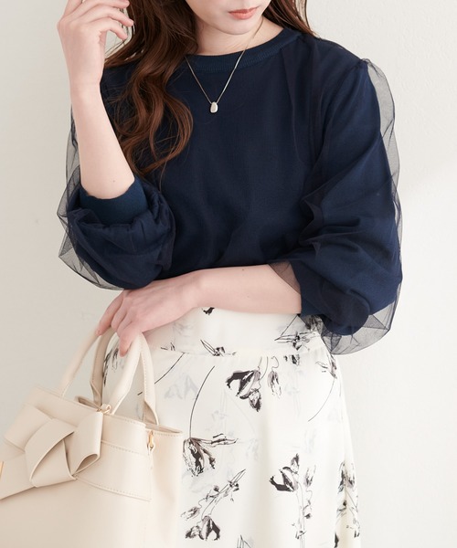 natural couture（ナチュラルクチュール）の「チュールレイヤードニットプルオーバー（ニット/セーター・レディース・ネイビー/ブルー系その他/グレー系その他/ブラック/アイボリー・FREE）」の21枚目の写真