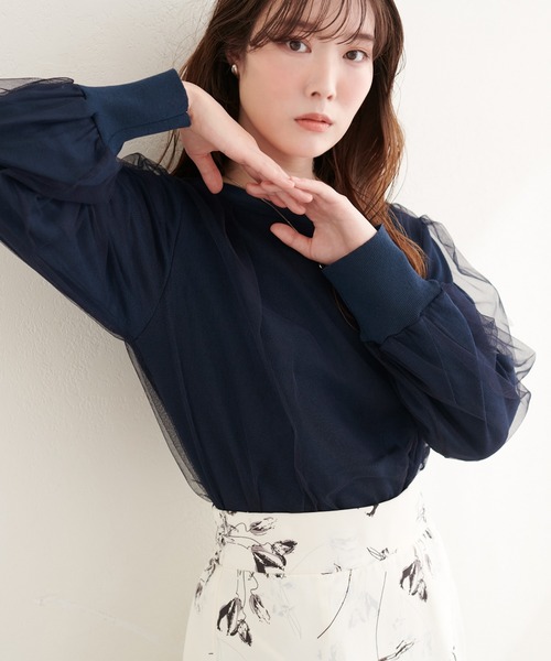 natural couture（ナチュラルクチュール）の「チュールレイヤードニットプルオーバー（ニット/セーター・レディース・ネイビー/ブルー系その他/グレー系その他/ブラック/アイボリー・FREE）」の22枚目の写真