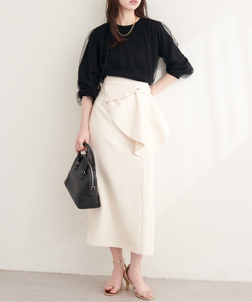 natural couture（ナチュラルクチュール）の「チュールレイヤードニットプルオーバー（ニット/セーター・レディース・ネイビー/ブルー系その他/グレー系その他/ブラック/アイボリー・FREE）」の14枚目の写真