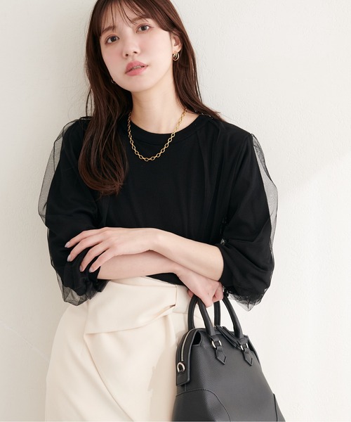 natural couture（ナチュラルクチュール）の「チュールレイヤードニットプルオーバー（ニット/セーター・レディース・ネイビー/ブルー系その他/グレー系その他/ブラック/アイボリー・FREE）」の12枚目の写真