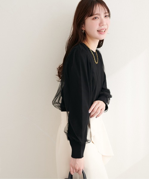 natural couture（ナチュラルクチュール）の「チュールレイヤードニットプルオーバー（ニット/セーター・レディース・ネイビー/ブルー系その他/グレー系その他/ブラック/アイボリー・FREE）」の13枚目の写真