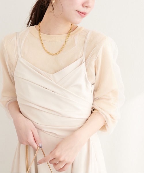 natural couture（ナチュラルクチュール）の「チュールレイヤードニットプルオーバー（ニット/セーター・レディース・ネイビー/ブルー系その他/グレー系その他/ブラック/アイボリー・FREE）」の6枚目の写真