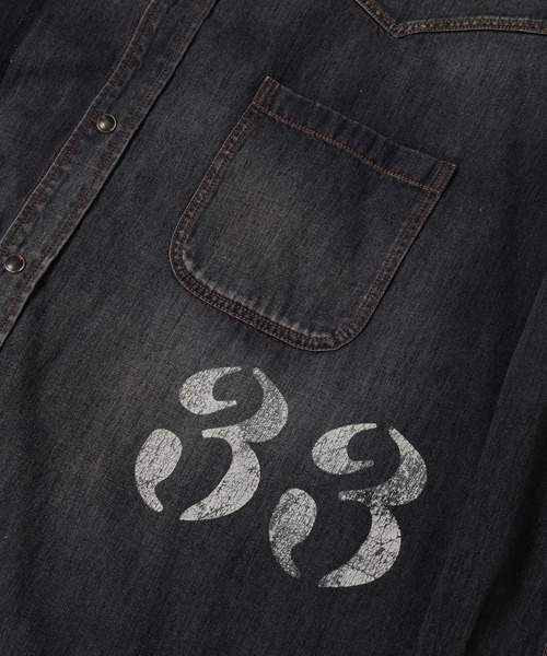 KHOKI(コッキ)の「Hand-Embroidered Denim Shirt(シャツ/ブラウス・メンズ・インディゴブルー/ブラック・3)」の6枚目の写真