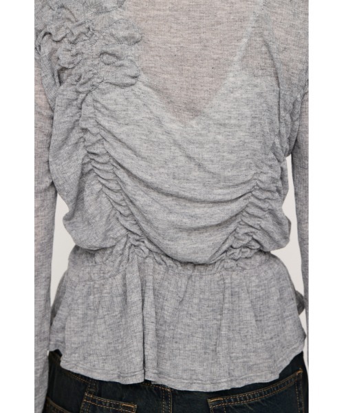 SLY（スライ）の「SMOCKING SHEER SH スモッキングシアーシャツ 春服（シャツ/ブラウス・レディース・杢グレー/ブラック・FREE）」の15枚目の写真
