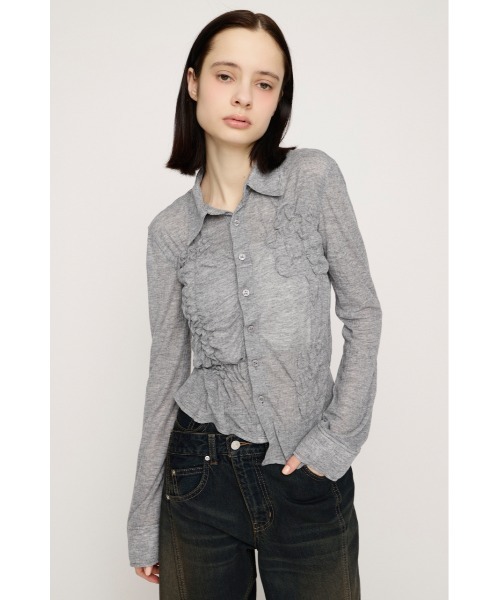 SLY（スライ）の「SMOCKING SHEER SH スモッキングシアーシャツ 春服（シャツ/ブラウス・レディース・杢グレー/ブラック・FREE）」の7枚目の写真