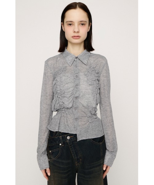 SLY（スライ）の「SMOCKING SHEER SH スモッキングシアーシャツ 春服（シャツ/ブラウス・レディース・杢グレー/ブラック・FREE）」の10枚目の写真