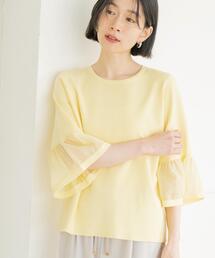 OPAQUE.CLIP | シアーフレアスリーブニット【洗濯機OK/抗ピル】(ニット/セーター)