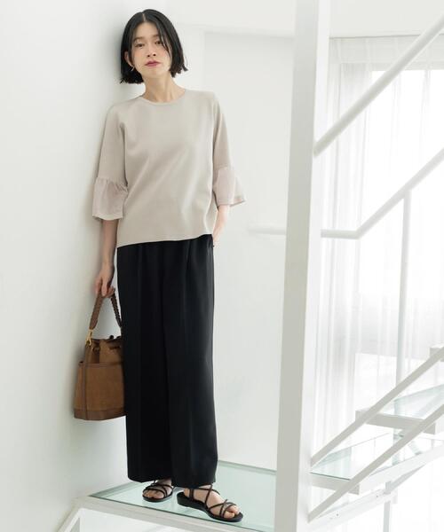 OPAQUE.CLIP（オペークドットクリップ）の「シアーフレアスリーブニット【洗濯機OK/抗ピル】（ニット/セーター・レディース・ホワイト/ライトブルー/イエロー系その他/ブラック/ライトグレー・38/40/36/42）」の22枚目の写真