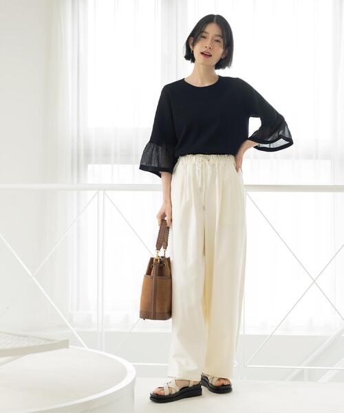 OPAQUE.CLIP（オペークドットクリップ）の「シアーフレアスリーブニット【洗濯機OK/抗ピル】（ニット/セーター・レディース・ホワイト/ライトブルー/イエロー系その他/ブラック/ライトグレー・38/40/36/42）」の17枚目の写真