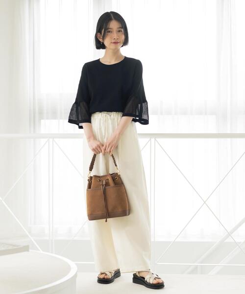 OPAQUE.CLIP（オペークドットクリップ）の「シアーフレアスリーブニット【洗濯機OK/抗ピル】（ニット/セーター・レディース・ホワイト/ライトブルー/イエロー系その他/ブラック/ライトグレー・38/40/36/42）」の16枚目の写真