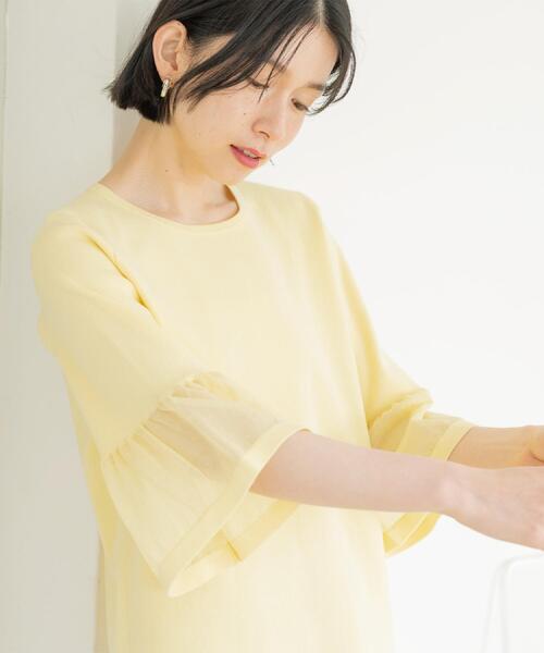 OPAQUE.CLIP（オペークドットクリップ）の「シアーフレアスリーブニット【洗濯機OK/抗ピル】（ニット/セーター・レディース・ホワイト/ライトブルー/イエロー系その他/ブラック/ライトグレー・38/40/36/42）」の15枚目の写真