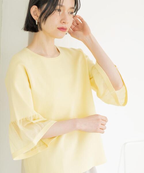 OPAQUE.CLIP（オペークドットクリップ）の「シアーフレアスリーブニット【洗濯機OK/抗ピル】（ニット/セーター・レディース・ホワイト/ライトブルー/イエロー系その他/ブラック/ライトグレー・38/40/36/42）」の13枚目の写真