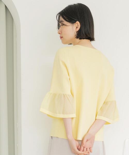 OPAQUE.CLIP（オペークドットクリップ）の「シアーフレアスリーブニット【洗濯機OK/抗ピル】（ニット/セーター・レディース・ホワイト/ライトブルー/イエロー系その他/ブラック/ライトグレー・38/40/36/42）」の12枚目の写真