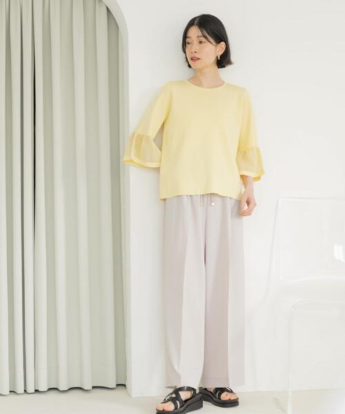 OPAQUE.CLIP（オペークドットクリップ）の「シアーフレアスリーブニット【洗濯機OK/抗ピル】（ニット/セーター・レディース・ホワイト/ライトブルー/イエロー系その他/ブラック/ライトグレー・38/40/36/42）」の10枚目の写真