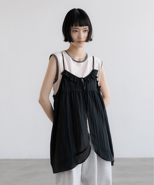 LOWRYS FARM(ローリーズファーム)の「フリルチュニックキャミ 668389(キャミソール・レディース・イエロー/アイボリー/ブラック・FREE)」の20枚目の写真