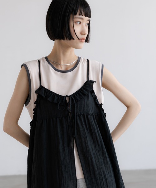 LOWRYS FARM(ローリーズファーム)の「フリルチュニックキャミ 668389(キャミソール・レディース・イエロー/アイボリー/ブラック・FREE)」の19枚目の写真