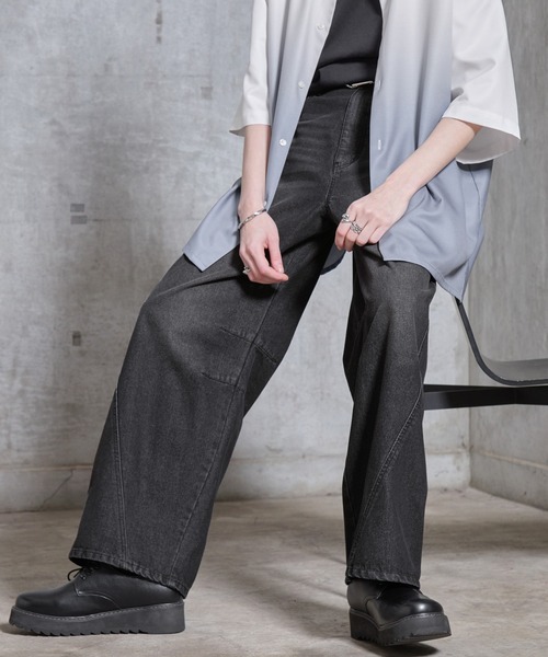 SERACE（セラス）の「【SERACE】Vintage like wide curve denim pants / ヴィンテージライクワイドカーブデニムパンツ（デニムパンツ・メンズ・サックスブルー/ブラック/インディゴブルー・L/M/S）」の6枚目の写真