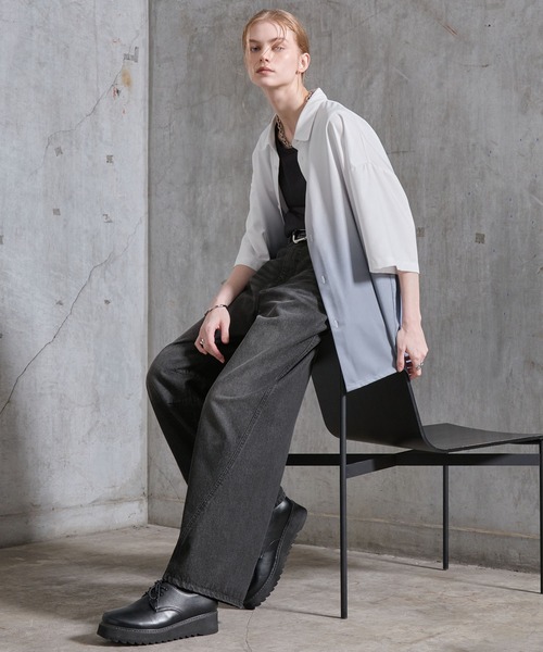 SERACE（セラス）の「【SERACE】Vintage like wide curve denim pants / ヴィンテージライクワイドカーブデニムパンツ（デニムパンツ・メンズ・サックスブルー/ブラック/インディゴブルー・L/M/S）」の7枚目の写真