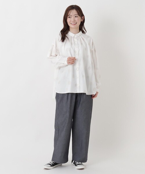 one'sterrace(ワンズテラス)の「ランダムドット ジャカード前開きシャツ(シャツ/ブラウス・レディース・アイボリー系8/グリーン系その他6/ブラック系8・02)」の13枚目の写真