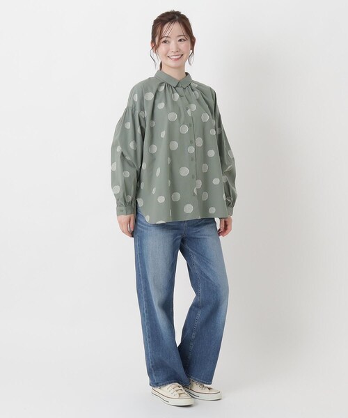 one'sterrace(ワンズテラス)の「ランダムドット ジャカード前開きシャツ(シャツ/ブラウス・レディース・アイボリー系8/グリーン系その他6/ブラック系8・02)」の15枚目の写真