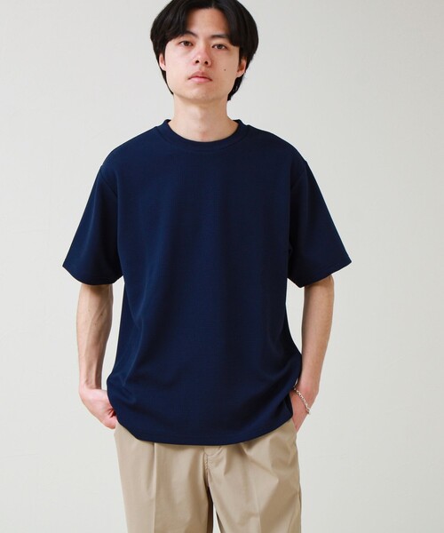GLOSTER（グロスター）の「【立体感素材】フクレジャガード 半袖Tシャツ（Tシャツ/カットソー・メンズ・ネイビー/ホワイト/チャコールグレー/ブラック・L/M/S）」の11枚目の写真