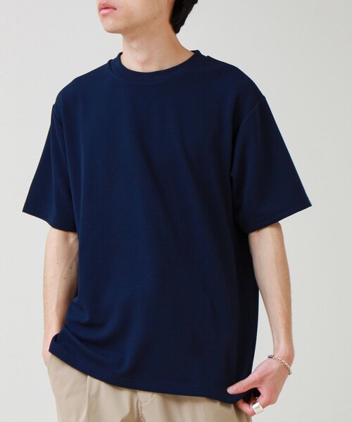 GLOSTER（グロスター）の「【立体感素材】フクレジャガード 半袖Tシャツ（Tシャツ/カットソー・メンズ・ネイビー/ホワイト/チャコールグレー/ブラック・L/M/S）」の12枚目の写真