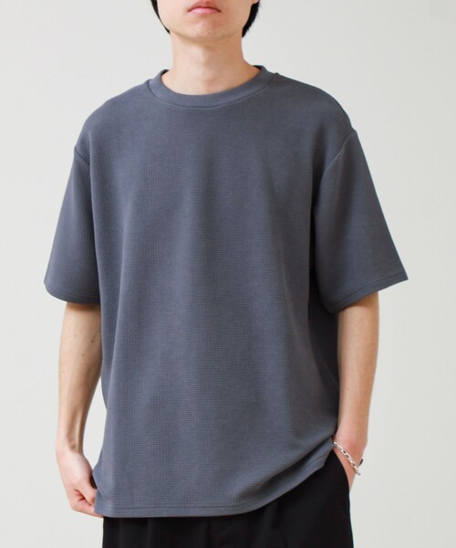 GLOSTER（グロスター）の「【立体感素材】フクレジャガード 半袖Tシャツ（Tシャツ/カットソー・メンズ・ネイビー/ホワイト/チャコールグレー/ブラック・L/M/S）」の7枚目の写真
