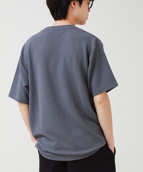 GLOSTER（グロスター）の「【立体感素材】フクレジャガード 半袖Tシャツ（Tシャツ/カットソー・メンズ・ネイビー/ホワイト/チャコールグレー/ブラック・L/M/S）」の8枚目の写真