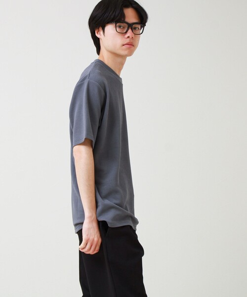 GLOSTER（グロスター）の「【立体感素材】フクレジャガード 半袖Tシャツ（Tシャツ/カットソー・メンズ・ネイビー/ホワイト/チャコールグレー/ブラック・L/M/S）」の9枚目の写真