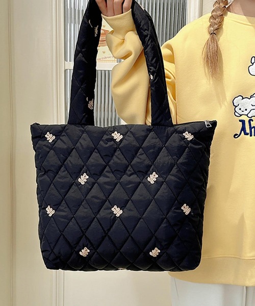 Mignonjour(ミニョンジュール)の「Mignonjour/くま刺繍キルティングバッグ M2900(ハンドバッグ・レディース・ホワイト/ブラウン/ブラック・FREE)」の9枚目の写真
