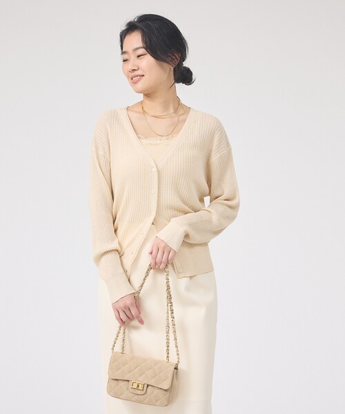 EMMA　ROUGE VIF（エマルージュヴィフ）の「【一部店舗限定】レースキャミ付きニットアンサンブル/カーディガン/２点セット/手洗い可能（ニット/セーター・レディース・ブラウン/アイボリー/ブラック・フリー）」の8枚目の写真