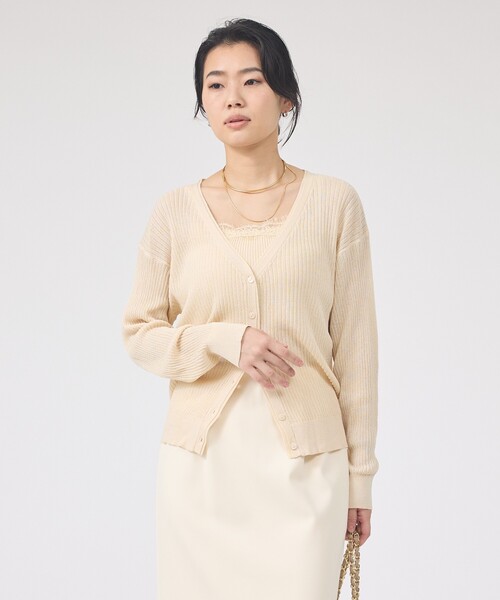 EMMA　ROUGE VIF（エマルージュヴィフ）の「【一部店舗限定】レースキャミ付きニットアンサンブル/カーディガン/２点セット/手洗い可能（ニット/セーター・レディース・ブラウン/アイボリー/ブラック・フリー）」の9枚目の写真