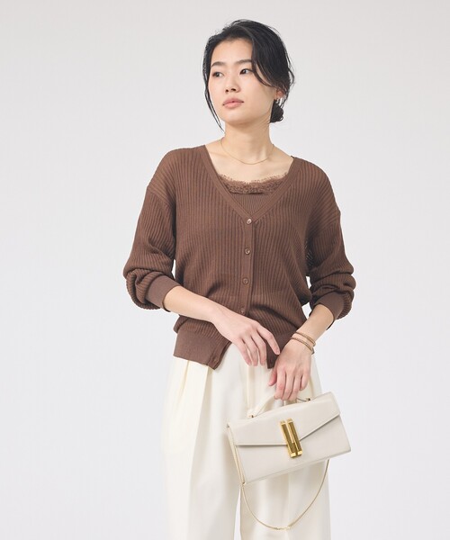 EMMA　ROUGE VIF（エマルージュヴィフ）の「【一部店舗限定】レースキャミ付きニットアンサンブル/カーディガン/２点セット/手洗い可能（ニット/セーター・レディース・ブラウン/アイボリー/ブラック・フリー）」の16枚目の写真