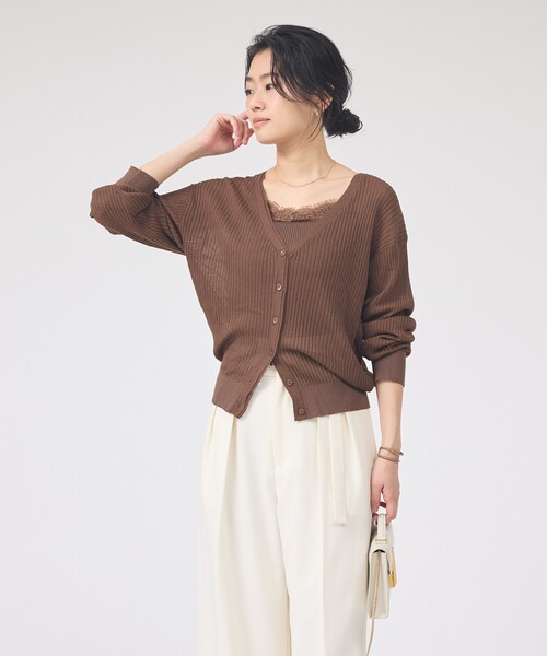 EMMA　ROUGE VIF（エマルージュヴィフ）の「【一部店舗限定】レースキャミ付きニットアンサンブル/カーディガン/２点セット/手洗い可能（ニット/セーター・レディース・ブラウン/アイボリー/ブラック・フリー）」の17枚目の写真