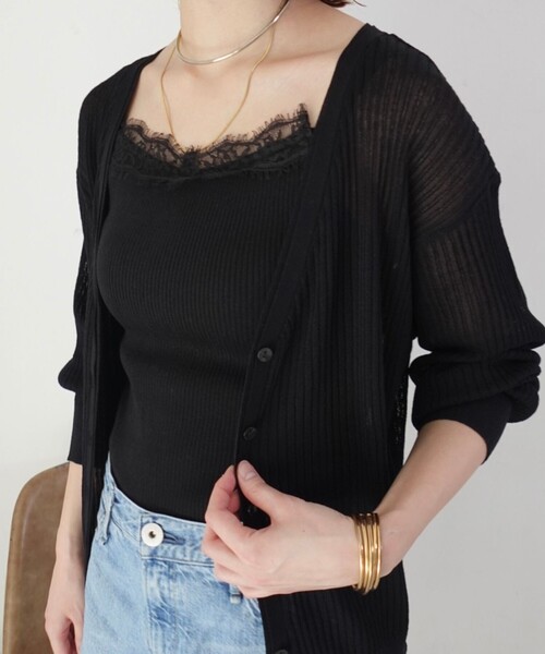 EMMA　ROUGE VIF（エマルージュヴィフ）の「【一部店舗限定】レースキャミ付きニットアンサンブル/カーディガン/２点セット/手洗い可能（ニット/セーター・レディース・ブラウン/アイボリー/ブラック・フリー）」の18枚目の写真