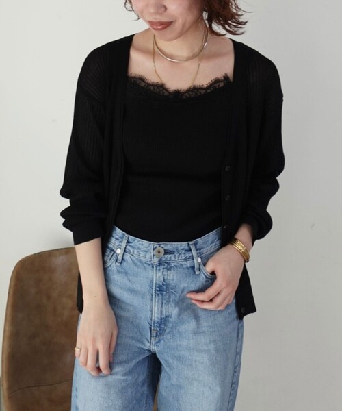 EMMA　ROUGE VIF（エマルージュヴィフ）の「【一部店舗限定】レースキャミ付きニットアンサンブル/カーディガン/２点セット/手洗い可能（ニット/セーター・レディース・ブラウン/アイボリー/ブラック・フリー）」の20枚目の写真