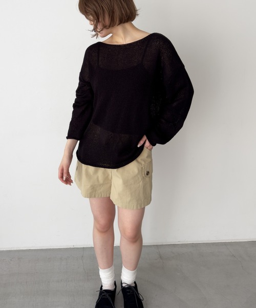 CANAL JEAN(キャナルジーン)の「El mar シアーボートネックニット(ニット/セーター・レディース・カーキ/ブラック/ベージュ・ONE SIZE)」の2枚目の写真