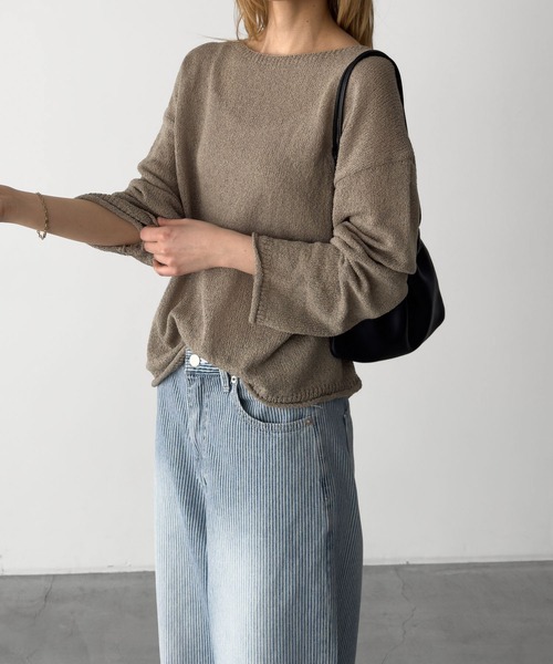 CANAL JEAN(キャナルジーン)の「El mar シアーボートネックニット(ニット/セーター・レディース・カーキ/ブラック/ベージュ・ONE SIZE)」の4枚目の写真