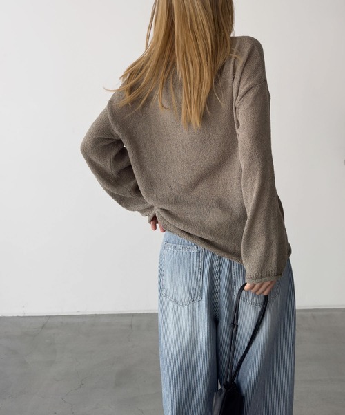 CANAL JEAN(キャナルジーン)の「El mar シアーボートネックニット(ニット/セーター・レディース・カーキ/ブラック/ベージュ・ONE SIZE)」の5枚目の写真