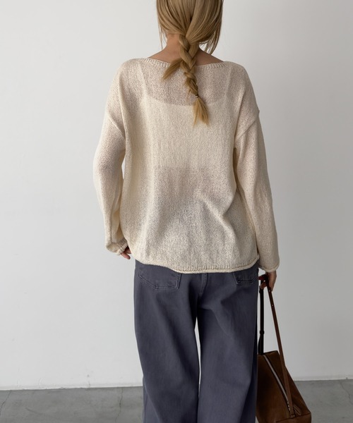 CANAL JEAN(キャナルジーン)の「El mar シアーボートネックニット(ニット/セーター・レディース・カーキ/ブラック/ベージュ・ONE SIZE)」の11枚目の写真